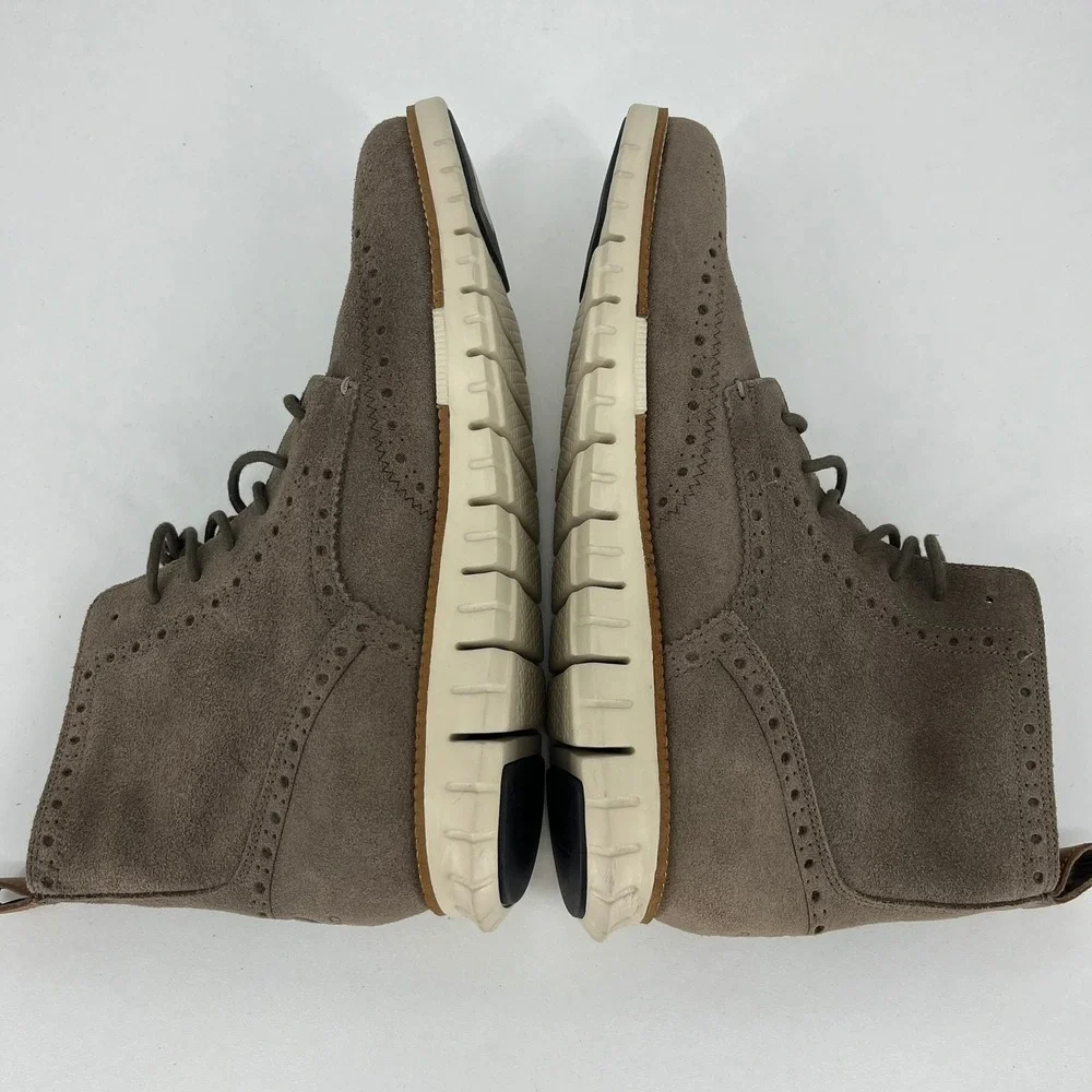 Cole Haan Zerogrand Mens 12M Taupe Suede Water Resistant Wingtip Boots C23301